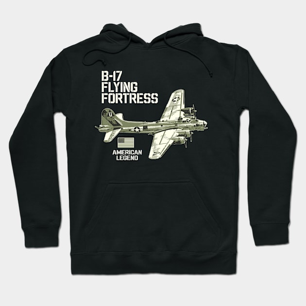 B-17 Flying Fortress Aircraft USAF Plane American Legend Hoodie by BeesTeez